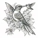 sketch-style minimalistic, line art, hummingbird, fallen angel men, butterflys, Architecture, dot-work tattoo design idea