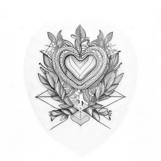 anatomic heart with Laurel wreath tattoo design idea