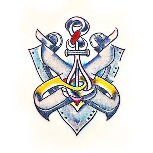 anchor and laurel wreath tattoo design idea