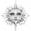 spiritual numbers sun tattoo design idea
