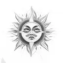 spiritual numbers sun tattoo design idea