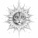 spiritual numbers sun tattoo design idea