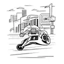 A vibrant and dynamic tattoo of a sports car racing through the streets of Los Angeles, capturing the client's enthusiasm for cars and their fondness for the city. tattoo design idea