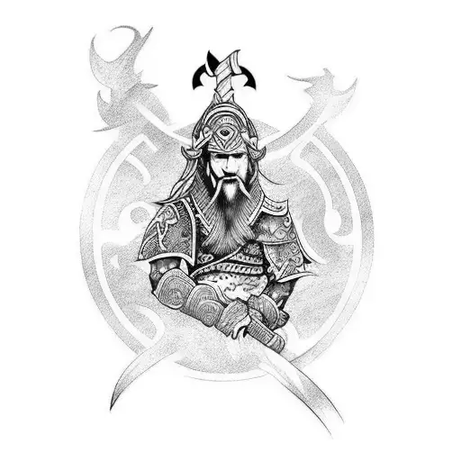 Full sleeve tattoo with all the viking mythology  tattoo design idea