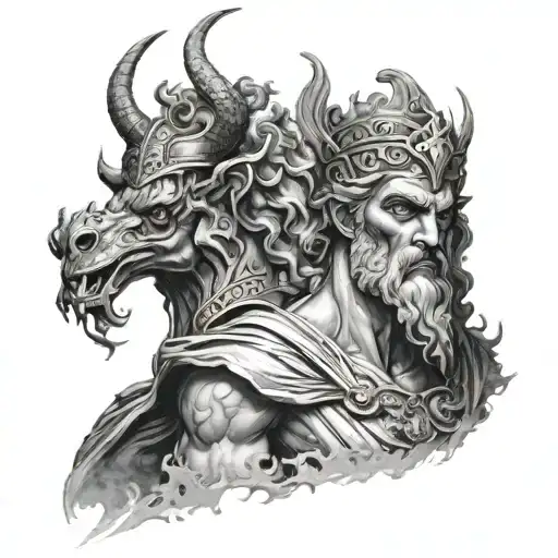 greek god hades and Nike tattoo design idea