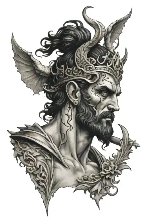 Nike and hades Greek god tattoo design idea