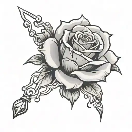 a rose bracelet with spike and one drop of blood   tattoo design idea