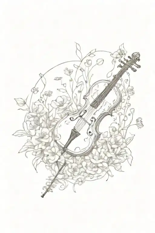 flower meadow and cello tattoo tattoo design idea