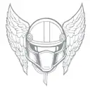 biker helmet surrounded by angel wings spread wide tattoo design idea