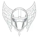biker helmet surrounded by angel wings spread wide tattoo design idea