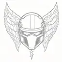 biker helmet surrounded by angel wings spread wide tattoo design idea