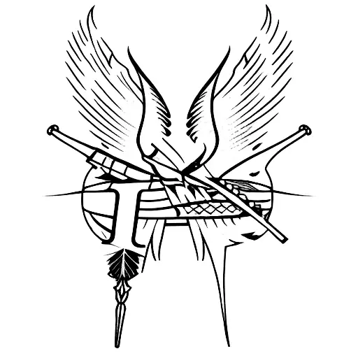 one broken arrow with street signs as the feathers  tattoo design idea