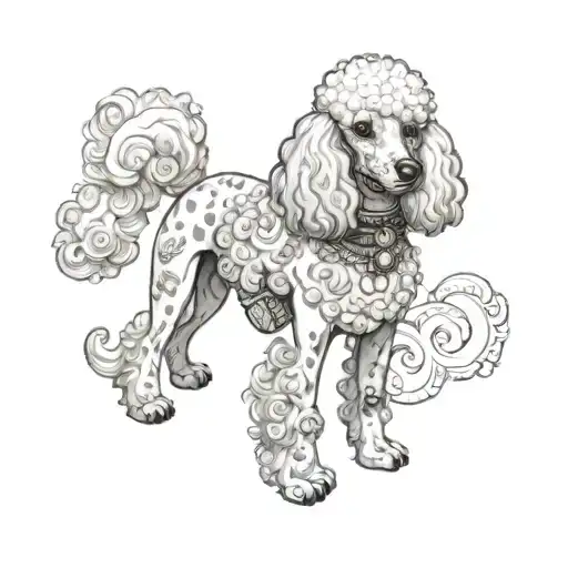 poodle dog and nephew named tattoo design idea