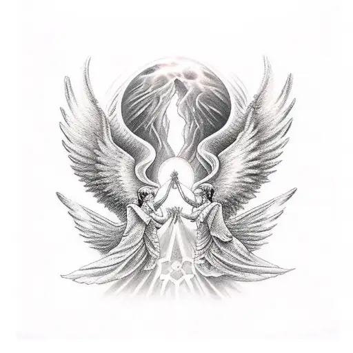 war between angels tattoo design idea