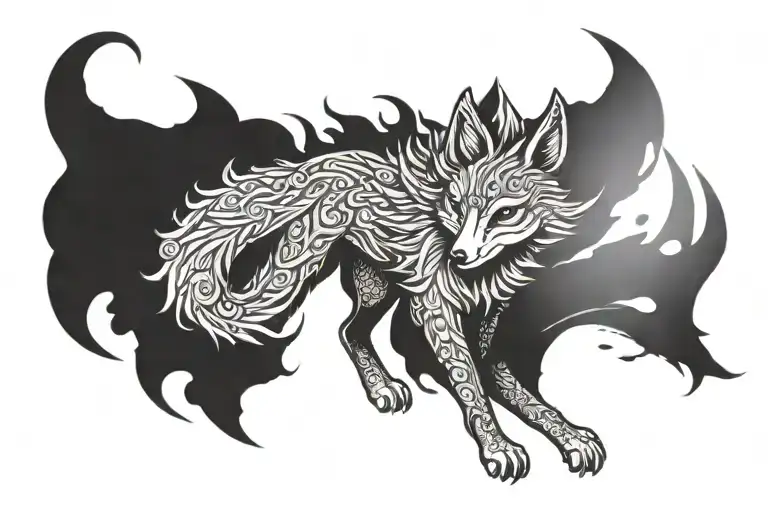 nine tails fox tattoo design idea