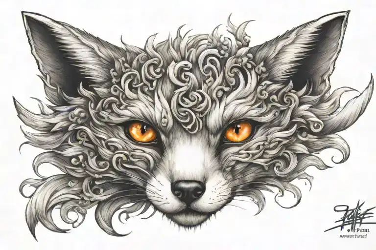 nine tails fox tattoo design idea