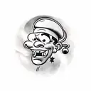 Popeye on a ship in rough weather tattoo design idea