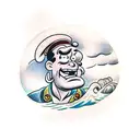 Popeye on a ship in rough weather tattoo design idea