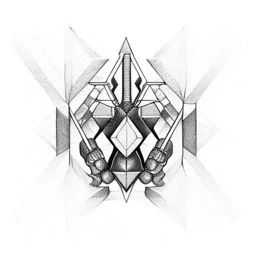 Halteres (dumbbells) with geometric shapes tattoo design idea