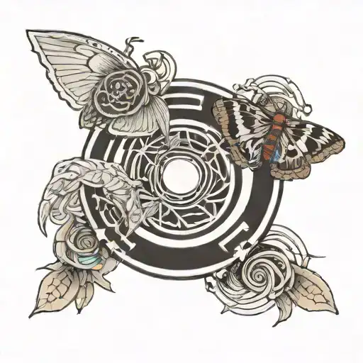 enso circle with a Silver Y moth in the centre tattoo design idea