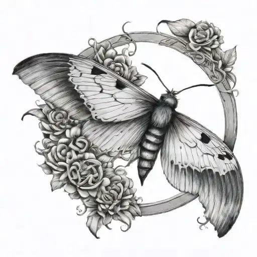 enso circle with a Silver Y moth in the centre tattoo design idea