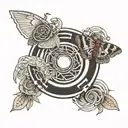 enso circle with a Silver Y moth in the centre tattoo design idea