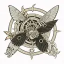 enso circle with a Silver Y moth in the centre tattoo design idea