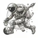 sagittarius constellation with astronaut sitting on planet tattoo design idea