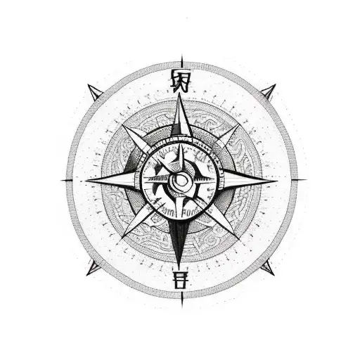 Mountain with compass and  thunderstorm tattoo design idea