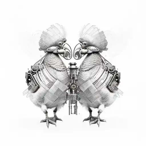 A steampunk-inspired dodo bird with intricate clockwork designs tattoo design idea