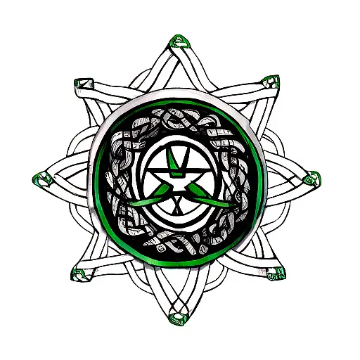 Celtic knotwork with atheism symbol hidden within tattoo design idea
