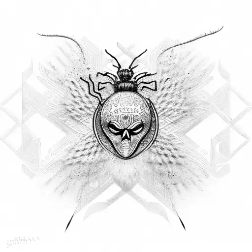 Atheist symbol with peacock spider elements tattoo design idea