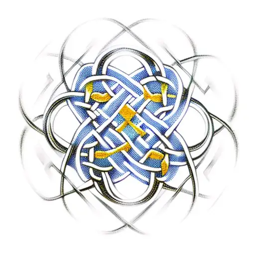 Celtic knotwork with atheism symbol hidden within tattoo design idea