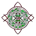 Celtic knotwork with atheism symbol hidden within tattoo design idea