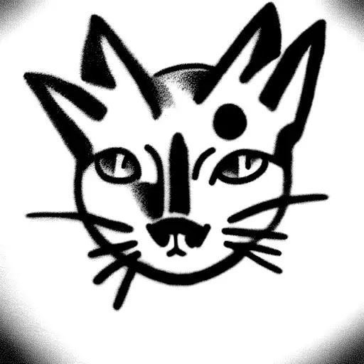 outline of a cat with the letter B tattoo design idea