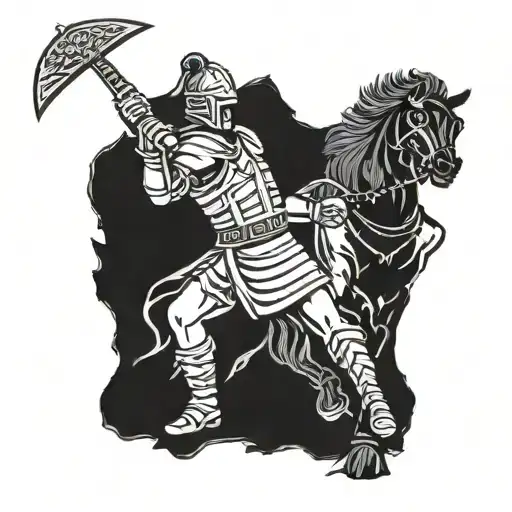 gladiator fighting tattoo design idea