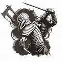 gladiator fighting tattoo design idea