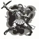 gladiator fighting tattoo design idea