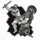 gladiator fighting tattoo design idea