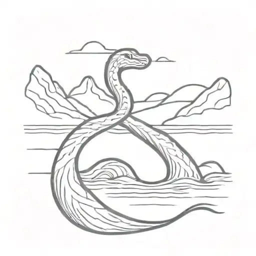 loch ness monster no background tattoo design idea