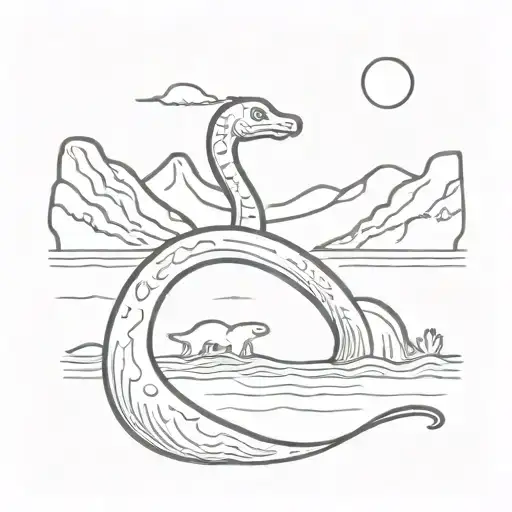 loch ness monster no background tattoo design idea