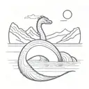 loch ness monster no background tattoo design idea