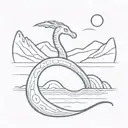loch ness monster no background tattoo design idea