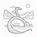 loch ness monster no background tattoo design idea