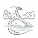 loch ness monster no background tattoo design idea