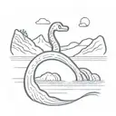 loch ness monster no background tattoo design idea