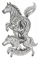 HORSE AND THE wolf tattoo design idea