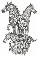 HORSE AND THE wolf tattoo design idea