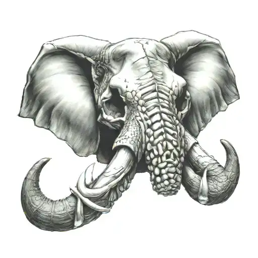 elephant skull tattoo design idea