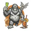 Sasquatch with malitov cocktail tattoo design idea